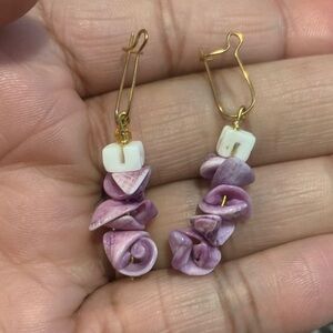 Gold and Purple Shell Earrings